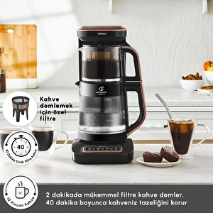 Karaca Çaysever Robotea Pro Connect 4 in 1 Konuşan Cam Çay Makinesi Rosegold görseli 9