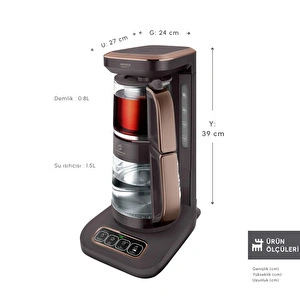 Karaca Çaysever Robotea Pro Connect 4 in 1 Konuşan Cam Çay Makinesi Walnut Brown