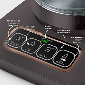 Karaca Çaysever Robotea Pro Connect 4 in 1 Konuşan Cam Çay Makinesi Walnut Brown görseli 6