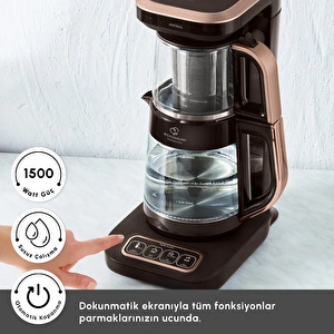 Karaca Çaysever Robotea Pro Connect 4 in 1 Konuşan Cam Çay Makinesi Walnut Brown görseli 7