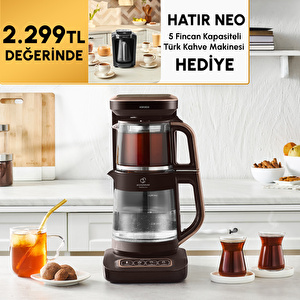 Karaca Çaysever Robotea Pro Connect 4 in 1 Konuşan Cam Çay Makinesi Walnut Brown