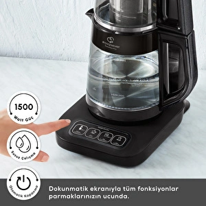 Karaca Çaysever Robotea Pro Connect 4 in 1 Konuşan Cam Çay Makinesi Graphite görseli 7