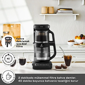 Karaca Çaysever Robotea Pro Connect 4 in 1 Konuşan Cam Çay Makinesi Graphite görseli 8