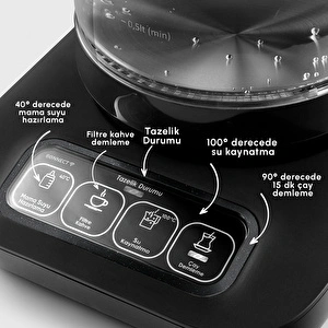 Karaca Çaysever Robotea Pro Connect 4 in 1 Konuşan Cam Çay Makinesi Graphite görseli 6