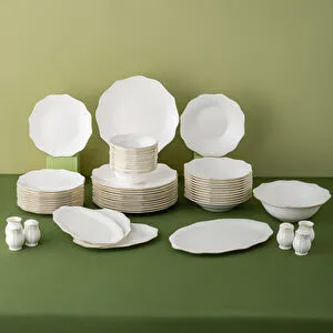 Emsan Maria Fine Bone 59 Parça 12 Kişilik Yuvarlak Yemek Takımı Gold