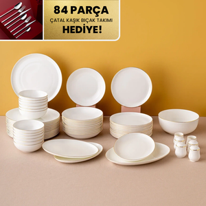 Emsan Galia Fine Bone 59 Parça 12 Kişilik Yuvarlak Yemek Takımı Gold