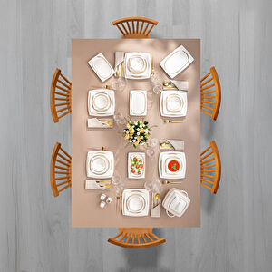 Emsan Başak Fine Bone 60 Parça 12 Kişilik Kare Yemek Takımı Gold