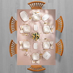 Emsan Bone Yeni Mimoza 12 Kişilik Yemek Takımı 60 Parça Yarım Kare