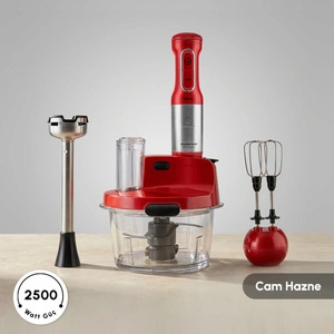 Karaca Mastermaid Prosteel Uzun Blender Ayaklı 6 Bıçaklı Cam Hazneli Rendeli Mutfak Robotu Imperial Red görseli 1