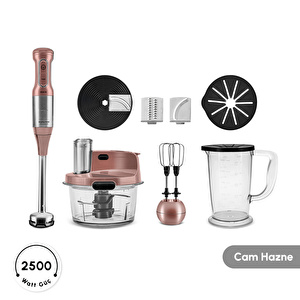 Karaca Mastermaid Prosteel 6 in 1 Uzun Blender Ayaklı 6 Bıçaklı Cam Mutfak Robotu 2500W Rosegold