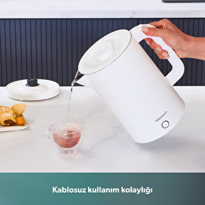 Homend Heatrow Cooltouch 1618H Paslanmaz Çelik El Yakmaz Gövdeli Su Isıtıcısı Beyaz görseli 5