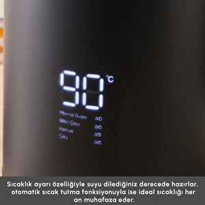 Karaca Cool Touch 1502 Çift Cidarlı Dijital Ekran Çay Makinesi Black görseli 9