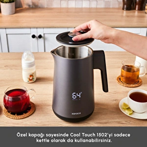 Karaca Cool Touch 1502 Çift Cidarlı Dijital Ekran Çay Makinesi Silver görseli 8