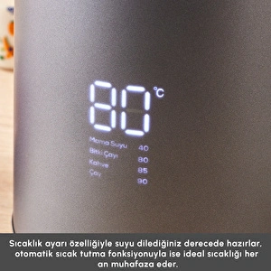 Karaca Cool Touch 1502 Çift Cidarlı Dijital Ekran Çay Makinesi Silver görseli 9