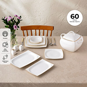 Emsan Yeni Karmen 60 Parça 12 Kişilik Yemek Takımı Kare Gold