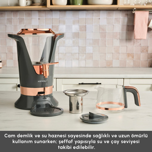 Karaca Maxiva 1651 Elektrikli Semaver 35 Çay Bardağı Kapasiteli Antrasit görseli 6