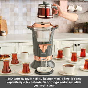 Karaca Maxiva 1651 Elektrikli Semaver 35 Çay Bardağı Kapasiteli Antrasit görseli 3
