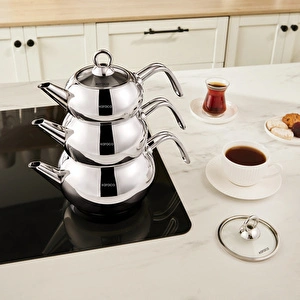 Karaca 3D İndüksiyon Tabanlı Midi Çaydanlık Takımı 0,7L & 1,1L & 1,9L