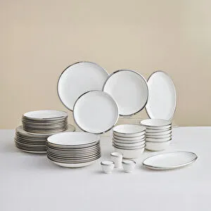 Karaca Stream Bone Ekinoks 53 Parça 12 Kişilik Yemek Takımı Platin