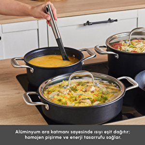 Karaca Biodiamond Pro İndüksiyon Tabanlı 7 Parça Tencere ve Tava Seti görseli 4