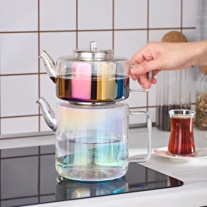 Karaca Flat Borosilikat Cam Midi Çaydanlık Luster görseli 8