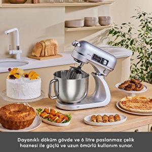 Karaca Maestro Artisan Döküm Hamur Yoğurma Makinesi Ultra Sessiz 6 Litre Silver görseli 3