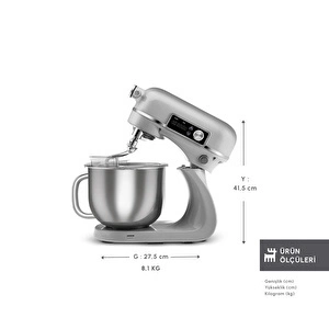 Karaca Maestro Artisan Döküm Hamur Yoğurma Makinesi Ultra Sessiz 6 Litre Silver görseli 2