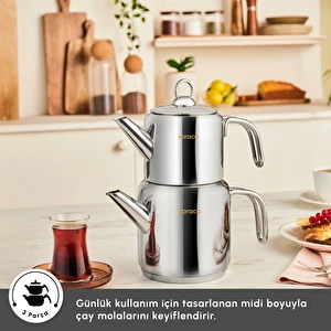 Karaca New Mani Midi Boy Çaydanlık Takımı görseli 6
