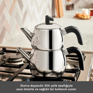 Karaca Belinay İndüksiyon Tabanlı Midi Siyah Çaydanlık Takımı görseli 3