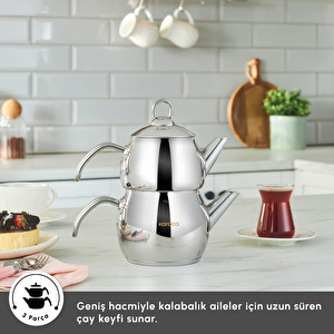 Karaca Adelya İndüksiyon Tabanlı Mini Boy Metal Çaydanlık Takımı görseli 6