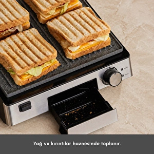 Karaca Biogranit 6 Dilim Kapasiteli Paslanmaz Çelik Izgara ve Tost Makinesi Inox 2000W görseli 4