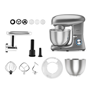 Karaca Multichef Kıyma Çekme /Sucuk-Sosis/İçli Köfte Aparatlı Hamur Yoğurma Makinesi Antrasit 1900W 5,5L