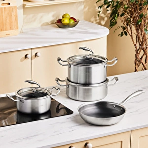 Karaca Powersteel 5Ply 316+ İndüksiyon Tabanlı 7 Parça Çelik Tencere ve Tava Seti