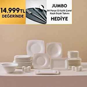 Karaca Fine Pearl Helen 58 Parça 12 Kişilik Kare Yemek Takımı