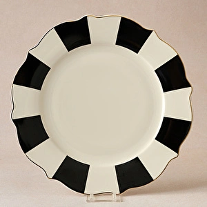 Karaca New Romantic Kalın Çizgili Servis Tabağı 27 cm Siyah görseli 1