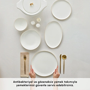 Karaca Red Carpet Collection Fine Pearl Extra Wilderness 55 Parça 12 Kişilik Yemek Takımı Gold görseli 4