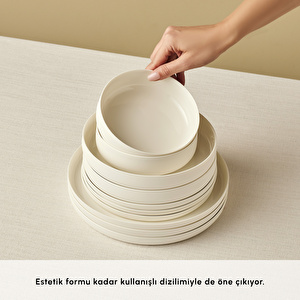 Karaca Earth Collection Finesse 24 Parça 6 Kişilik Yemek Takımı Beyaz görseli 6