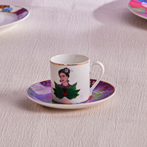 Karaca Frida Kahve Fincanı Ve Tabağı Mor 90 Ml görseli 1