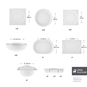 Karaca Red Carpet Collection Fine Pearl Extra Nish 58 Parça 12 Kişilik Yemek Takımı Platin