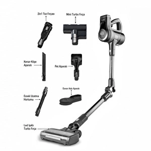 Karaca Vantuz Power Up Pro Dikey Süpürge Black Chrome