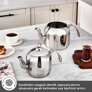 Karaca Deren Devrilmez İndüksiyon Tabanlı Maxi Boy Çaydanlık Takımı görseli 4