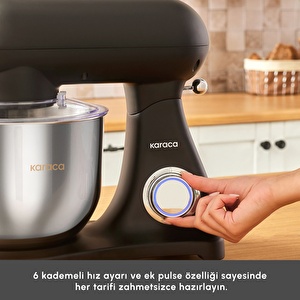 Karaca Powercast Chef Döküm Hamur Yoğurma Makinesi  Matte Black 1800W 6,2L görseli 6