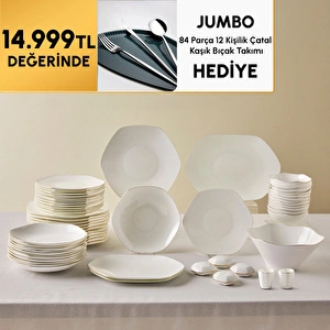 Karaca Fine Pearl Extra Hexagon 58 Parça 12 Kişilik Yemek Takımı Gold