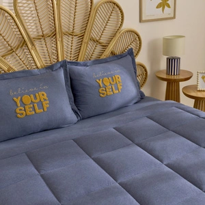 Karaca Home Motto Cotton Comfort Çift Kişilik Uyku Seti İndigo görseli 5