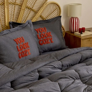 Karaca Home Motto Cotton Comfort Çift Kişilik Antrasit Uyku Seti görseli 2
