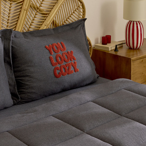 Karaca Home Motto Cotton Comfort Çift Kişilik Antrasit Uyku Seti görseli 5