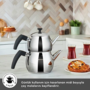 Karaca Alim İndüksiyon Tabanlı Midi Boy Çaydanlık görseli 6