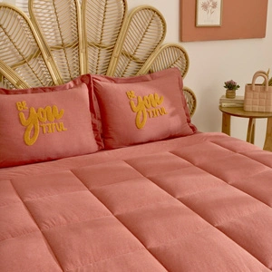 Karaca Home Motto Cotton Comfort Çift Kişilik Uyku Seti Mercan görseli 4