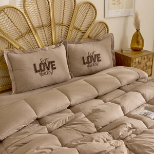 Karaca Home Motto Cotton Comfort Çift Kişilik Uyku Seti Bej