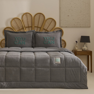 Karaca Home Motto Cotton Comfort Çift Kişilik Uyku Seti Gri